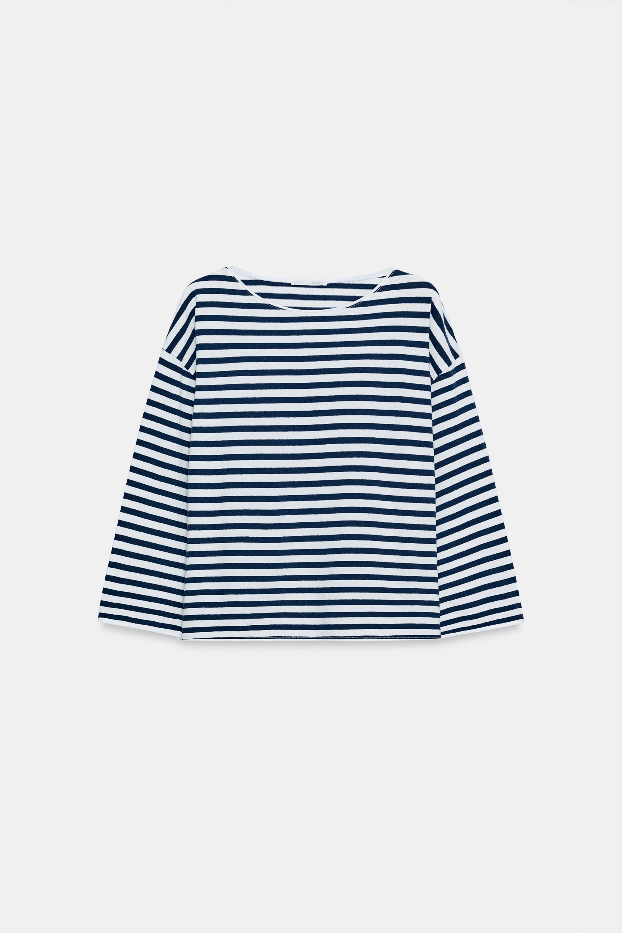 ÇİZGİLİ RUSTİK OVERSIZE T-SHIRT - Görsel 5