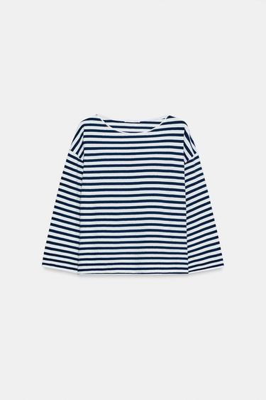 STRIPED RUSTIC T-SHIRT - Blue/White by Zara