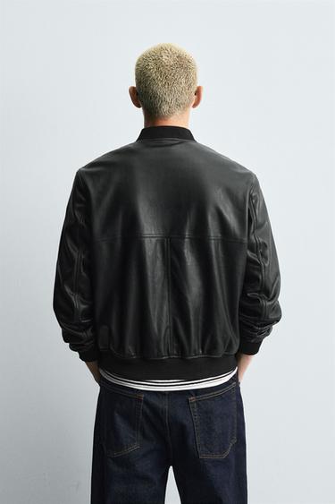 LEATHER EFFECT BOMBER JACKET - Black by Zara - Image 2