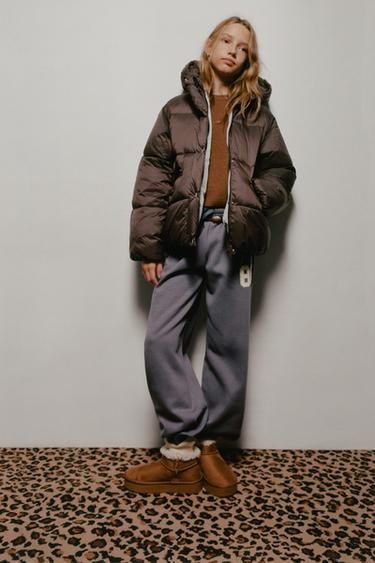 WATER-REPELLENT HOODED PUFFER COAT - Brown by Zara