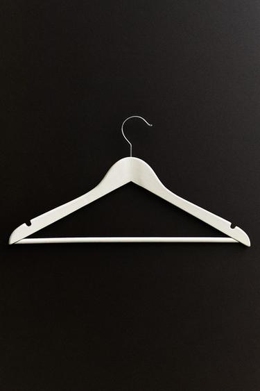 LACQUERED WOODEN HANGER (SET OF 3) — White 1
