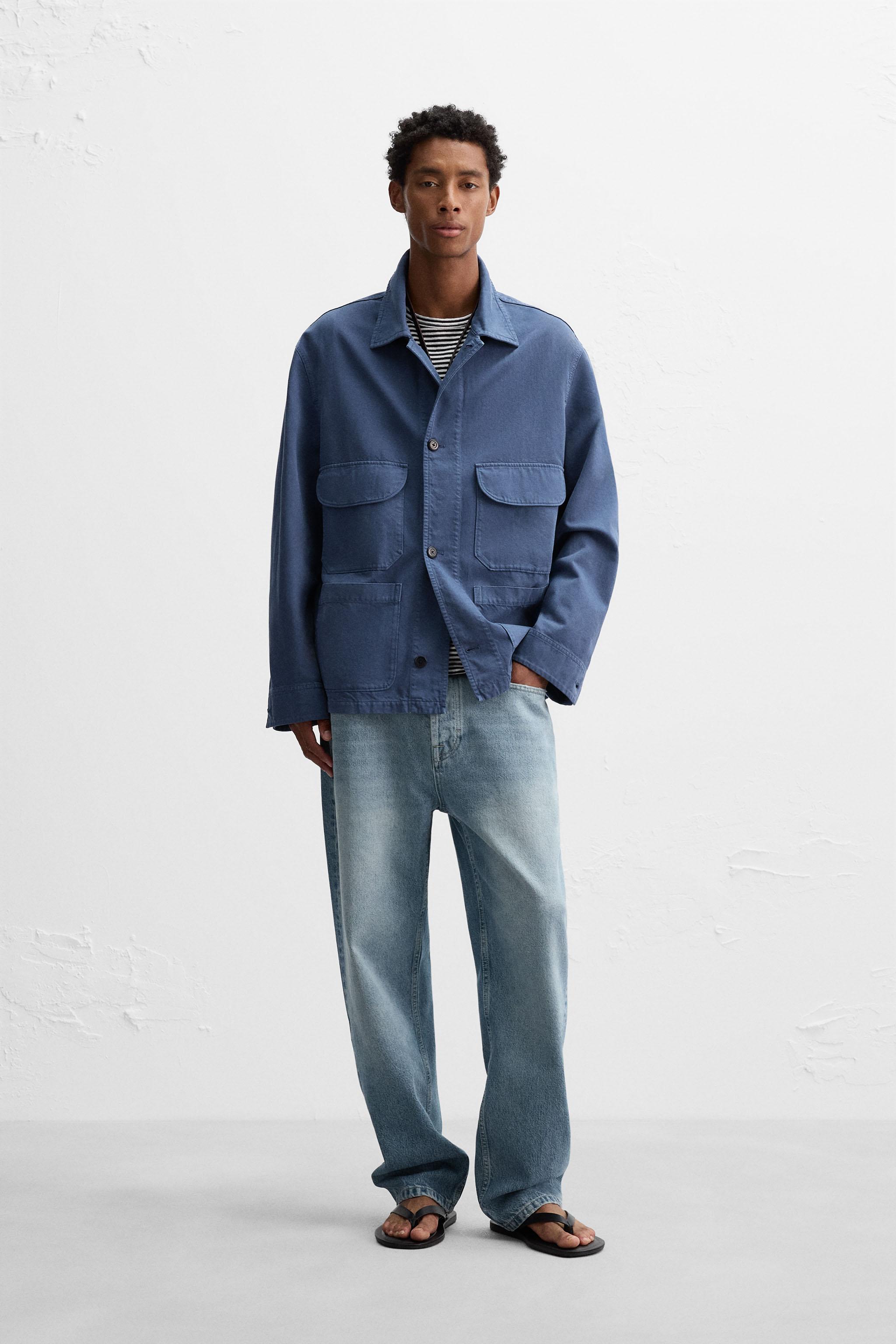 ウォッシュドポケットジャケット - 濃青 | ZARA Japan / 日本