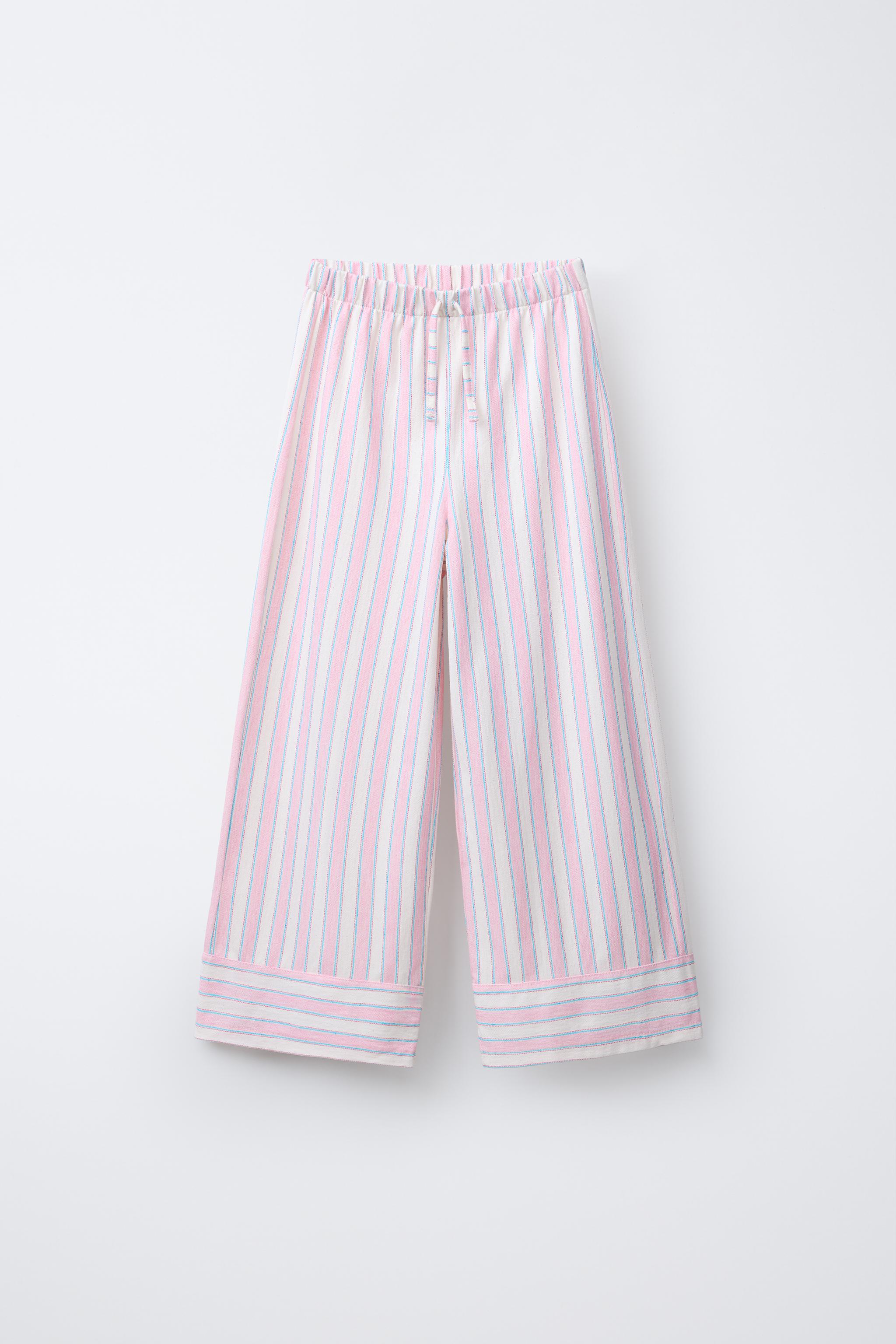 ☆ドイツ発*ZARA*新作*ワイドレッグパンツ/PINK☆ ストライプ柄ワイドレッグパンツ - ピンク | ZARA Japan / 日本
