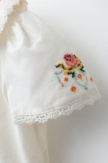 EMBROIDERED SHIRT - Ecru by Zara - Image 3