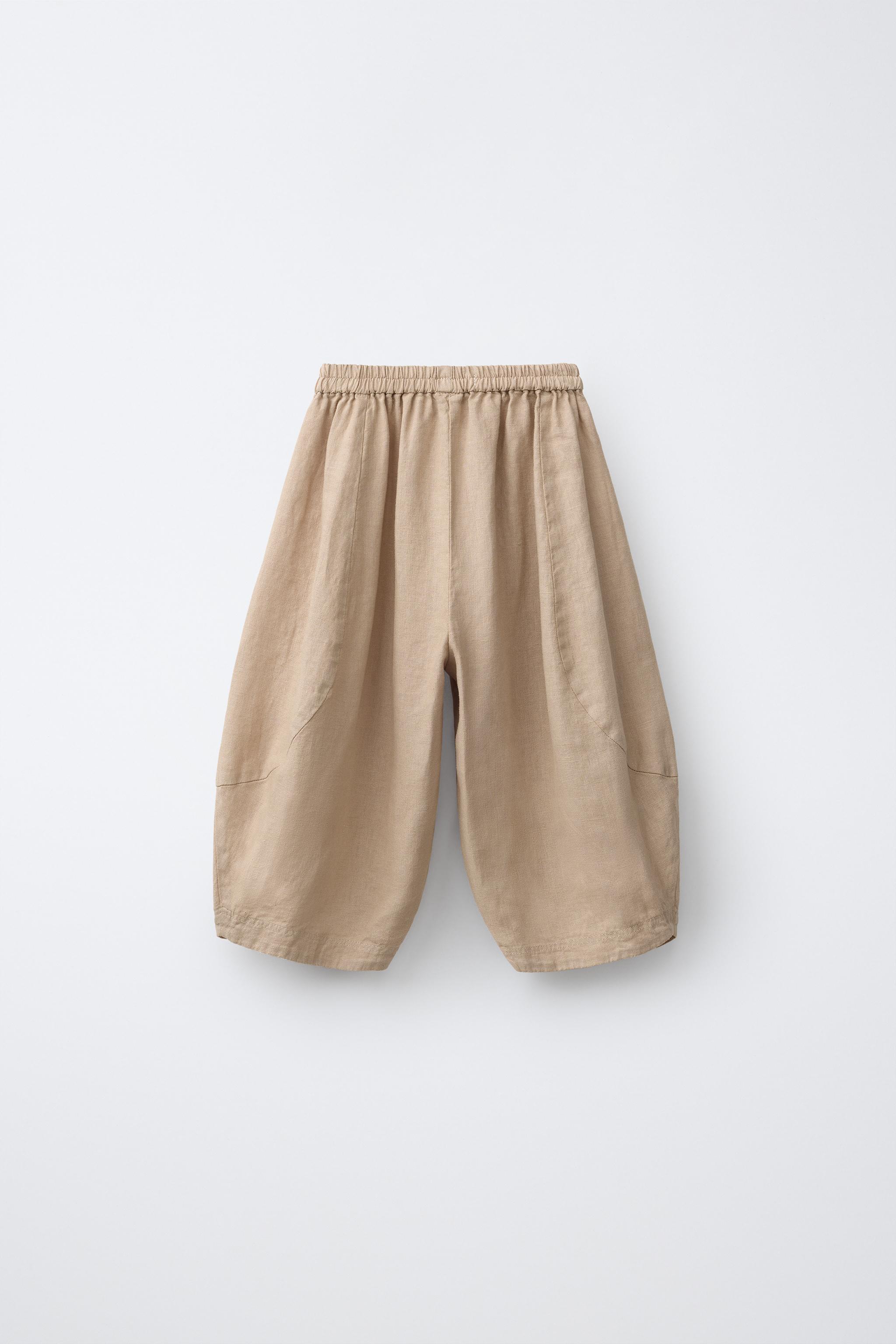 100% LINEN BALLOON PANTS - Green / Blue | ZARA United States