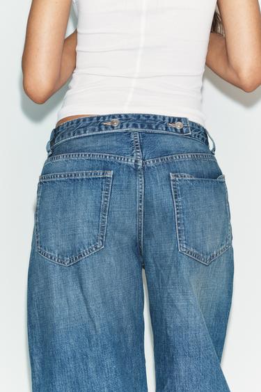 TRF MID-WAIST BALLOON JEANS WITH TAB - Blue by Zara - Image 6