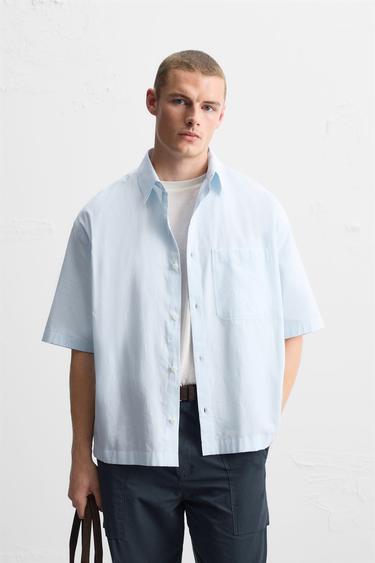 CAMISA POPELÍN SOFT - Celeste de Zara