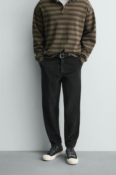 CARROT FIT CORDUROY TROUSERS - Black by Zara