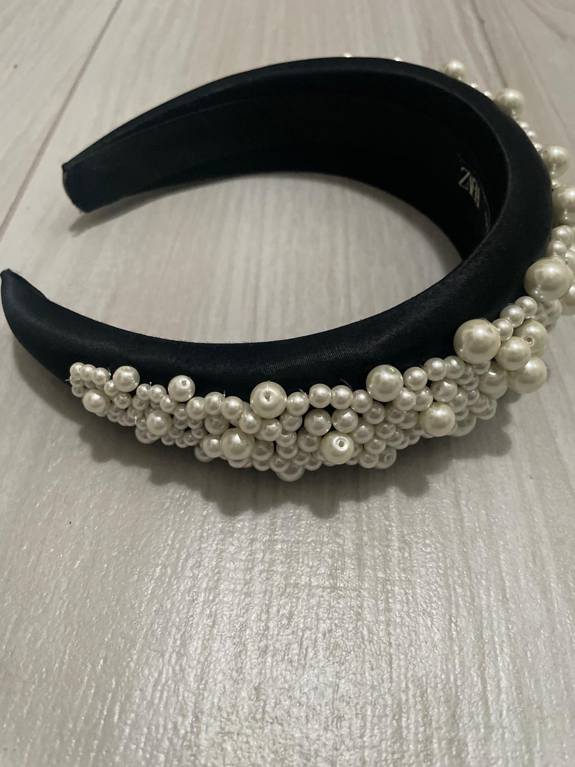 SATIN HEADBAND WITH PEARL BEADS - Image 6