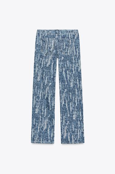 JEANS Z1975 STRAIGHT MID-WAIST WORN EFFECT - Light blue by Zara