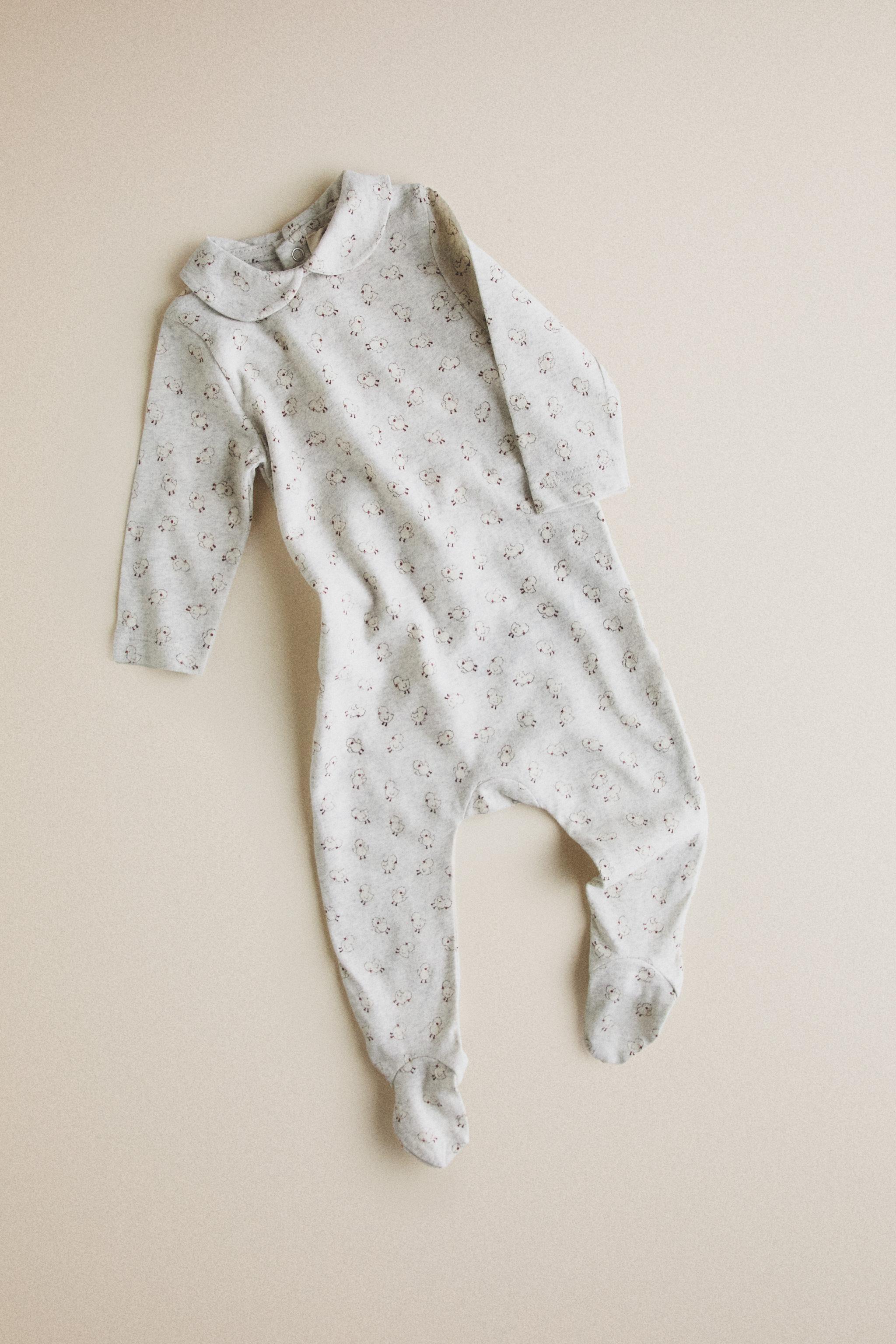 BABY CHICKS FOOTED ROMPER — Gray marl
