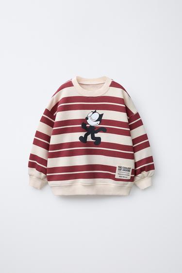FELIX THE CAT © STRIPED SWEATSHIRT - Ecru / Maroon by Zara - Image 0