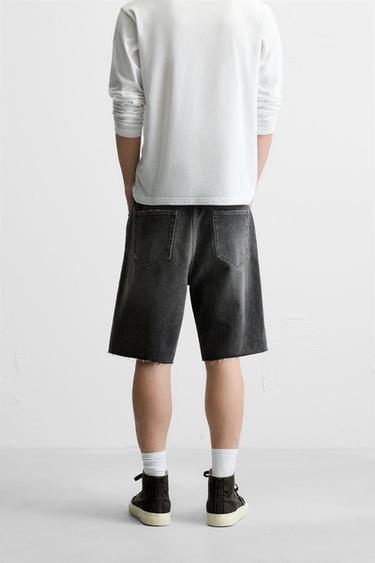 RIPPED DENIM BERMUDA SHORTS - Charcoal by Zara - Image 2