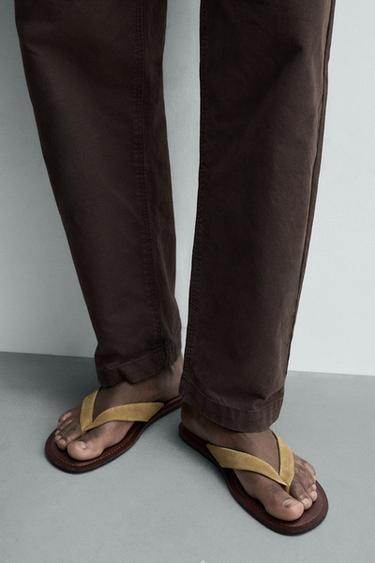 SANDALES À BRIDES EN CUIR - Beige de Zara - Image 2