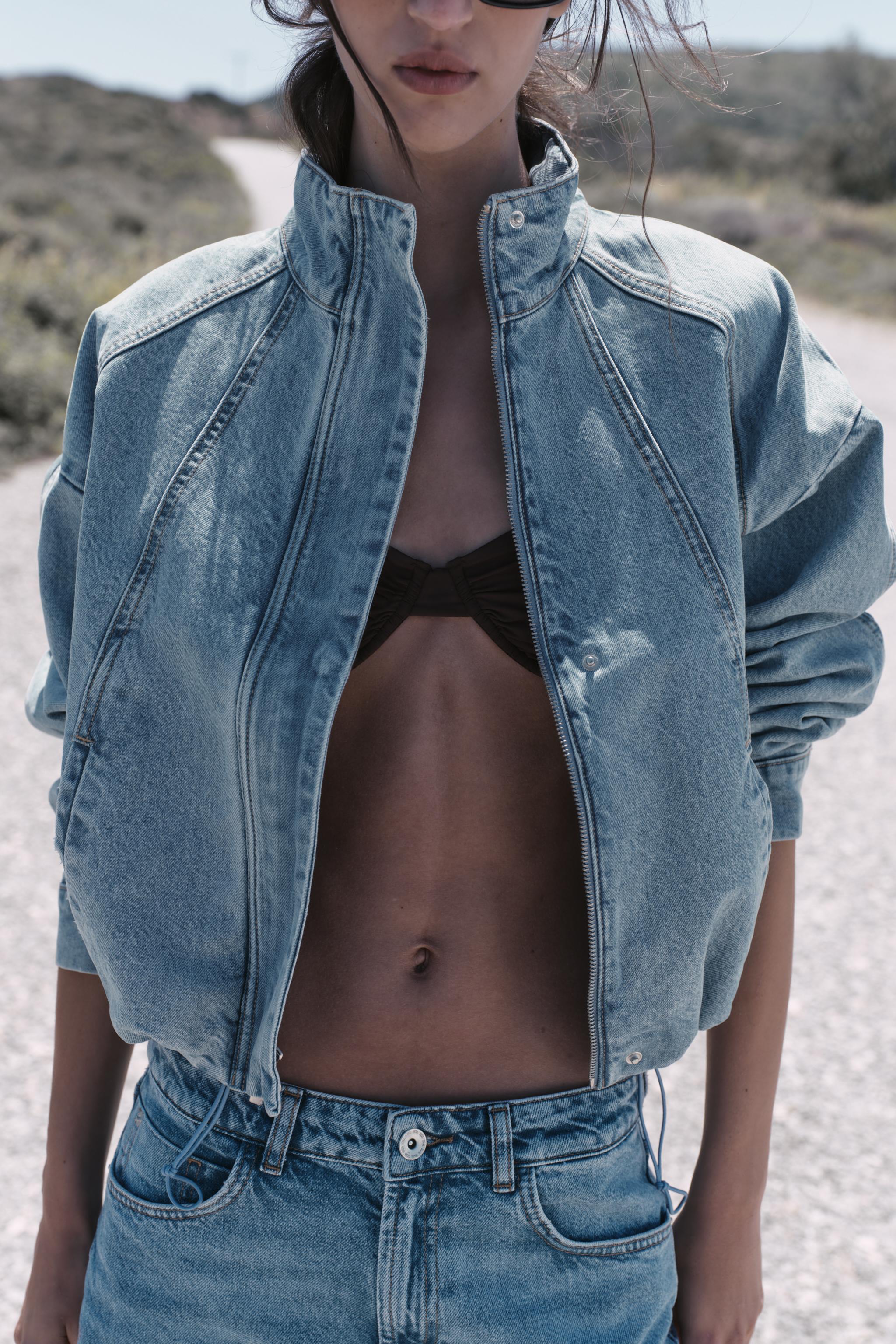 Z1975 HIGH NECK DENIM BOMBER JACKET