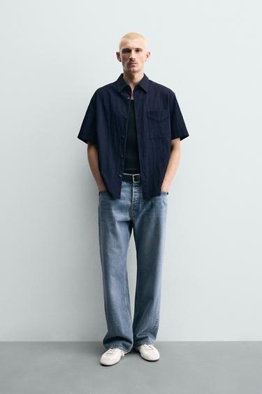 Zara RELAXED FIT FLOWY SHIRT - Blue - Image 0