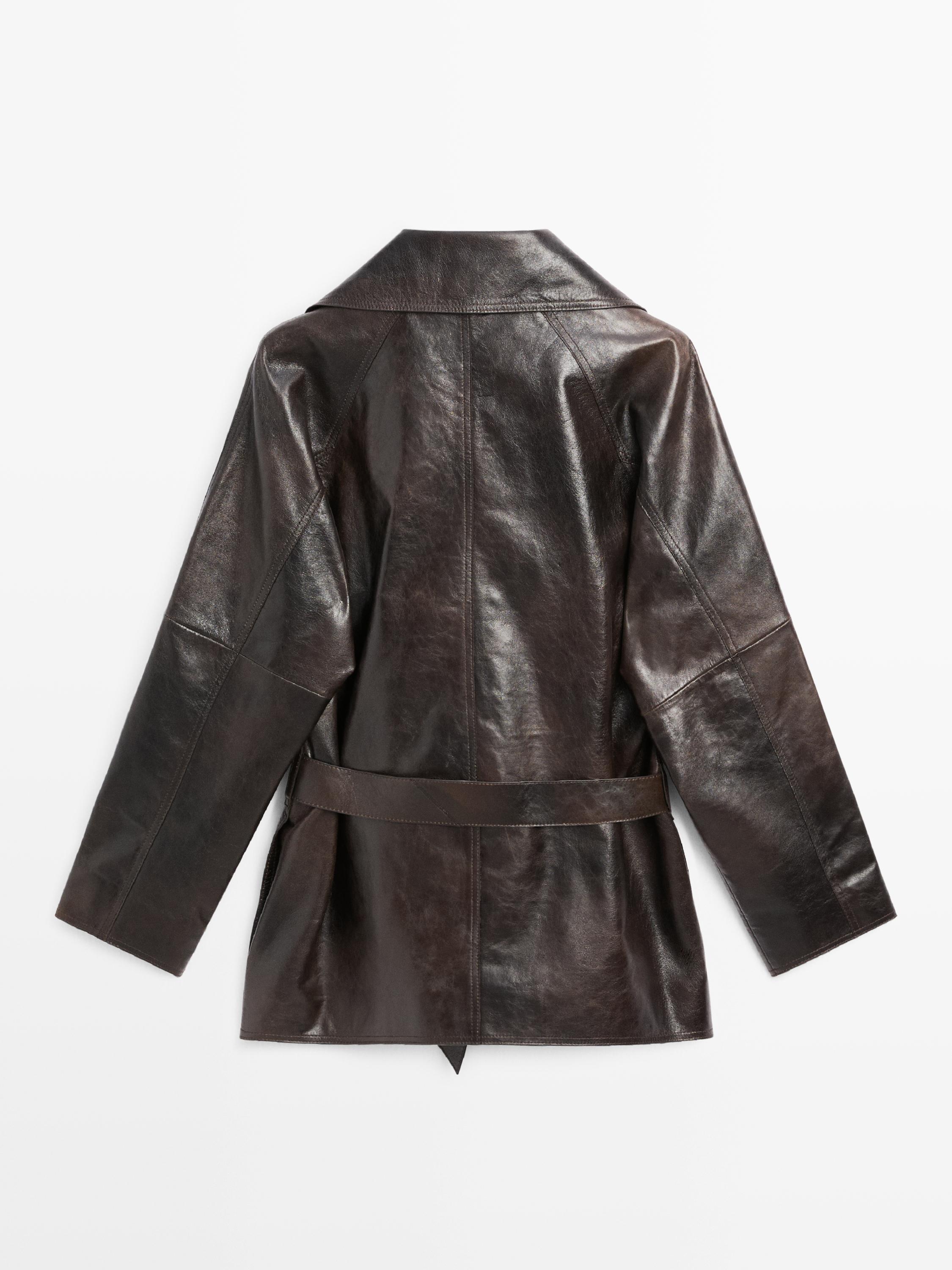 Nappa leather jacket with belt