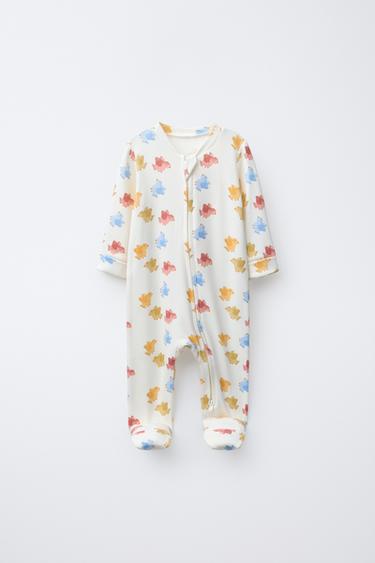 BIRD PRINT CONVERTIBLE FOOT SLEEPSUIT - Ecru by Zara