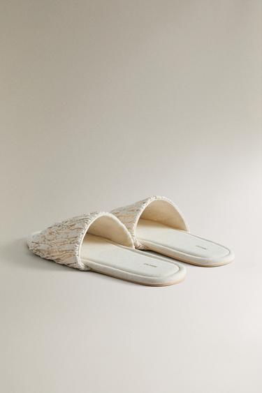 PANTOUFLES À BOUT OUVERT FRONCE - Beige de Zara - Image 3