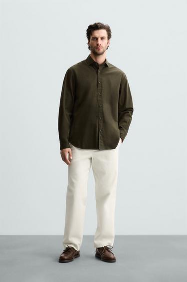 Zara COTTON - LYOCELL SHIRT - Dark khaki - Image 0