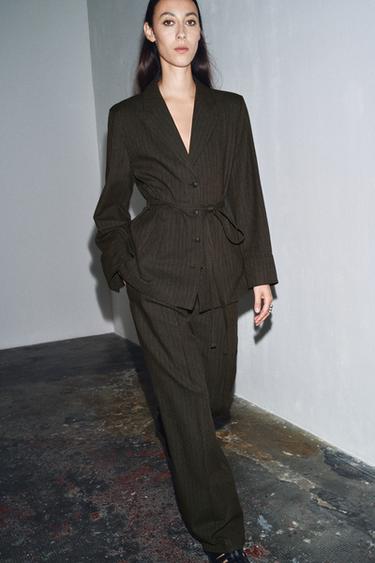 ZW COLLECTION HERRINGBONE DARTED TROUSERS - Brown marl by Zara - Image 3
