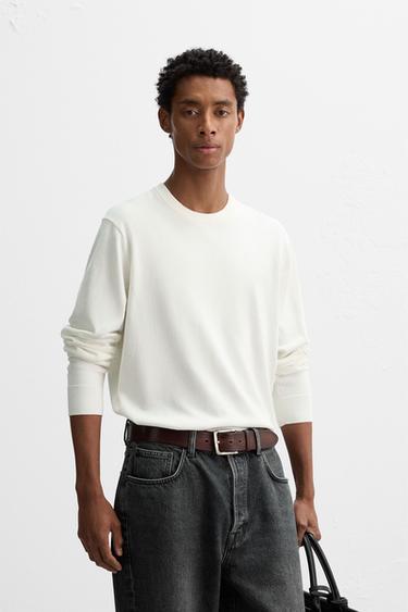 PULL EN COTON ET CHANVRE - Blanc cassé de Zara - Image 1
