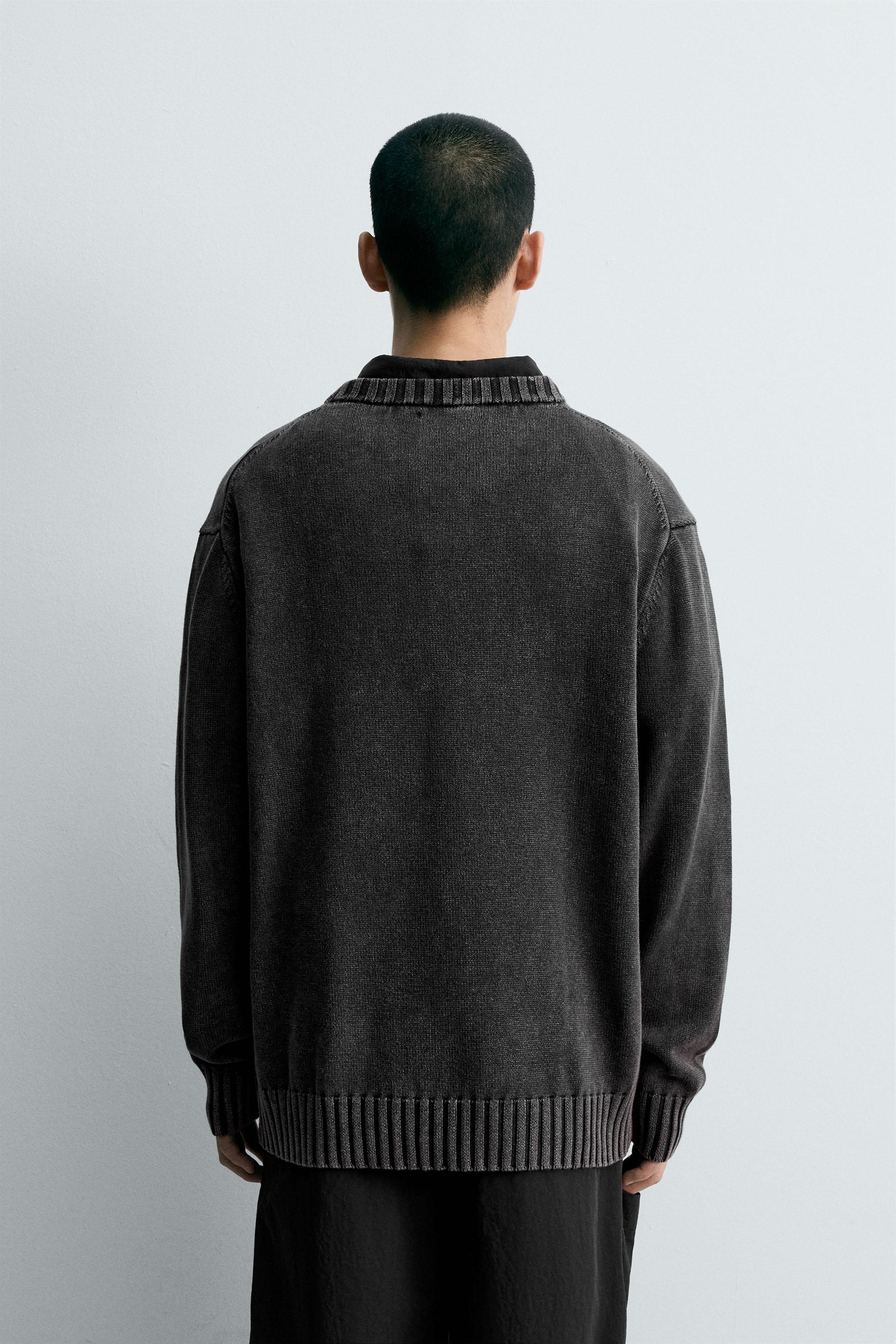Zara ウォッシュド　ニット　セーター ウォッシュドコットンセーター - ブラック | ZARA Japan / 日本