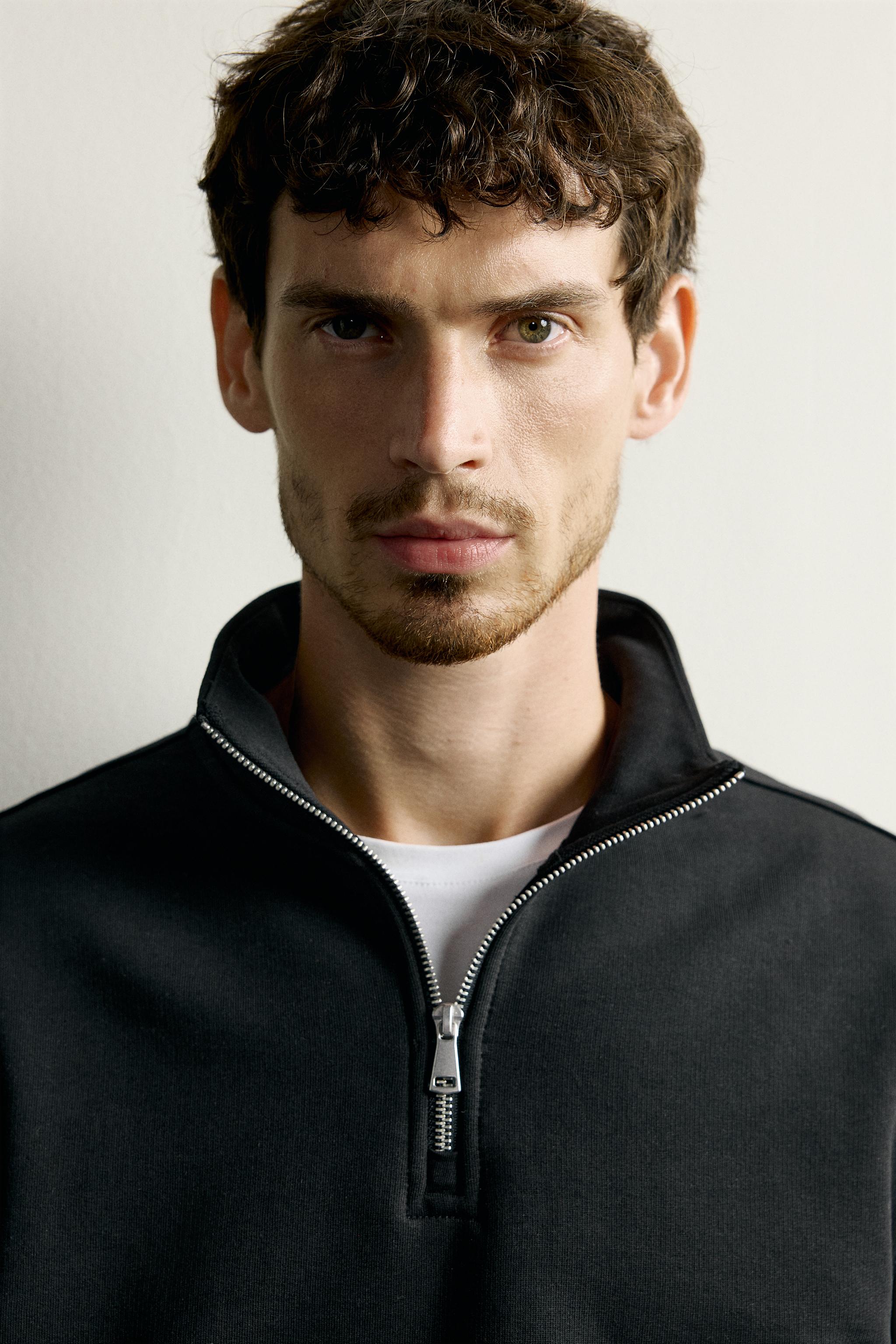 Мужские худи Zara BASIC QUARTER-ZIP SWEATSHIRT — фото 5