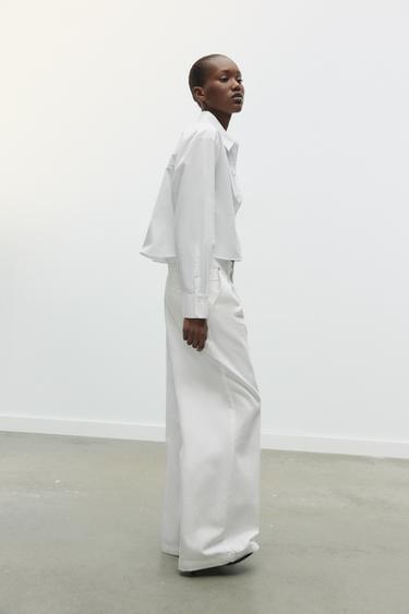 CHEMISE COURTE EN POPELINE - Blanc de Zara - Image 2