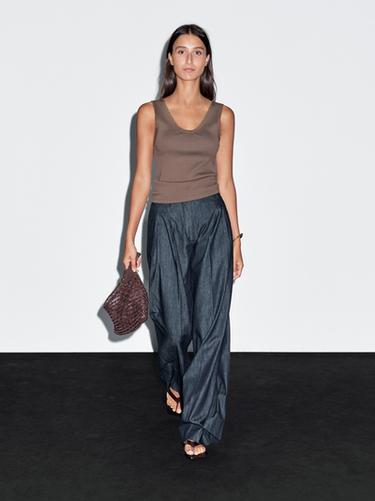 Jeans wide leg tiro alto - Azul de Zara - Imagen 0