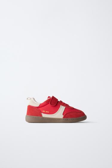Zara SPLIT SUEDE SNEAKERS - Red