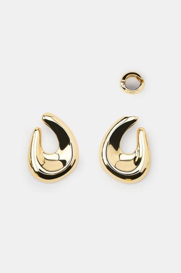 PACK OF OPEN HOOP AND EAR CUFF EARRINGS - Golden by Zara - Image 4