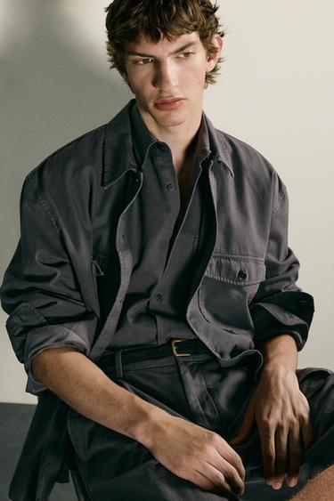 WASHED RELAXED FIT OVERSHIRT - Grey by Zara