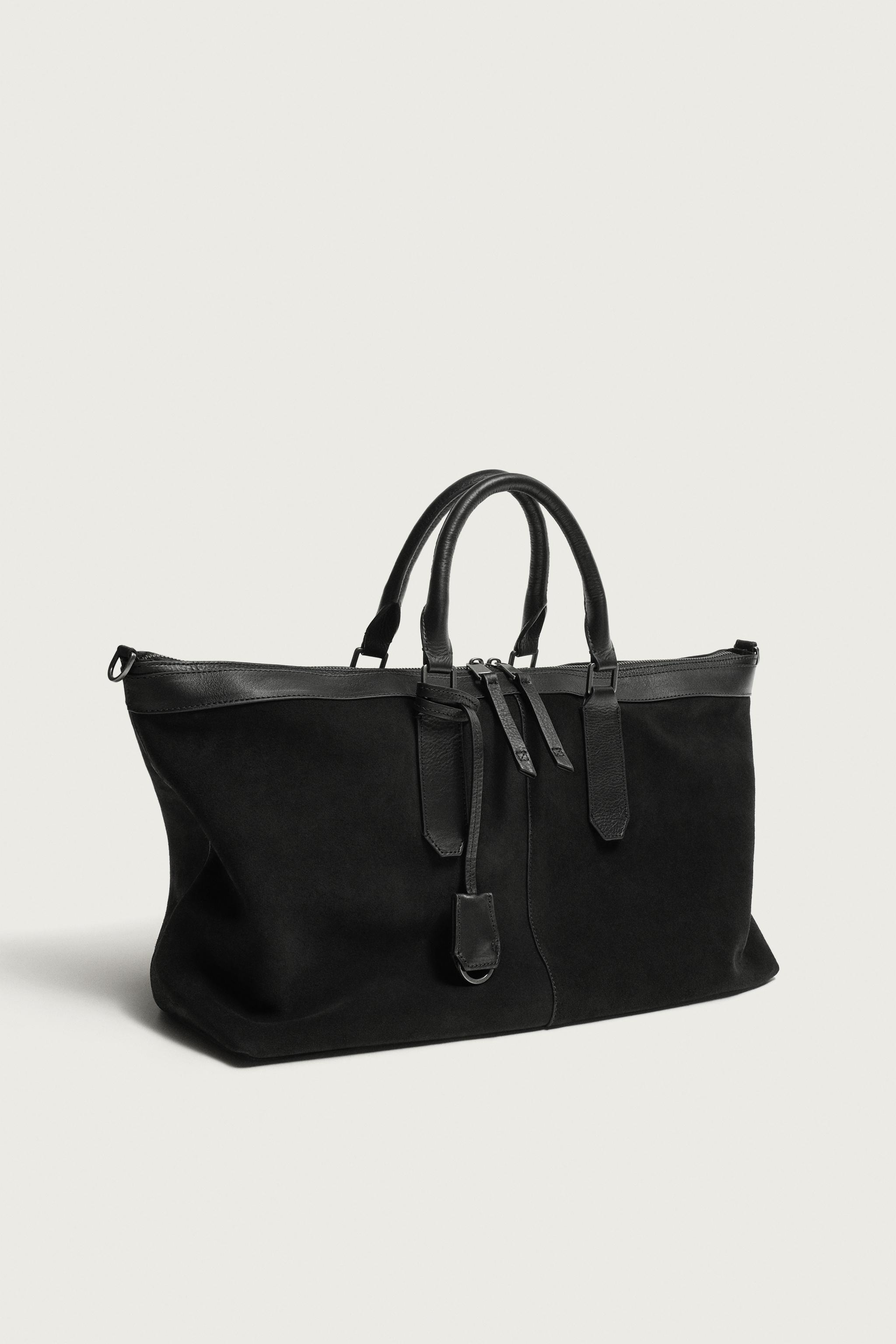LEATHER TRAVEL BAG — Black