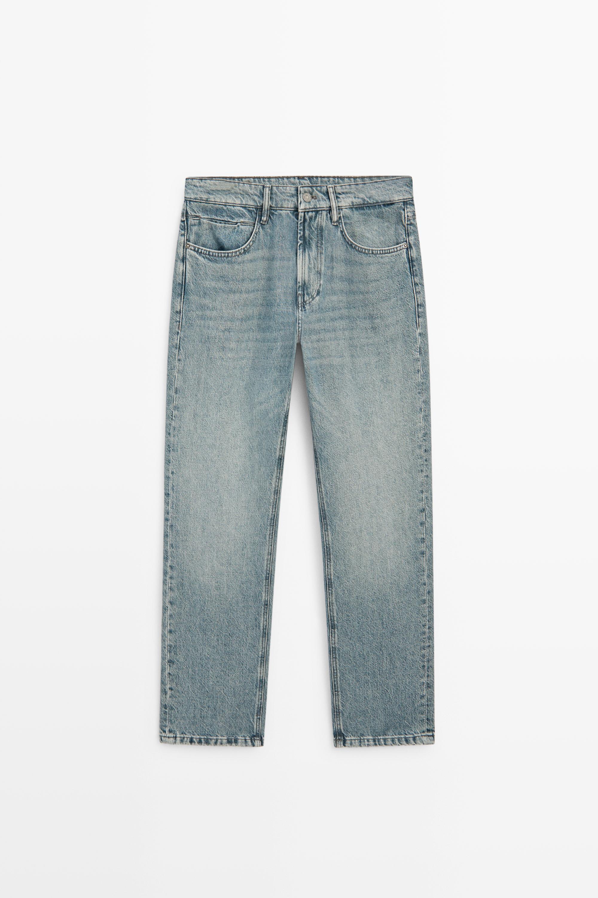 Stonewashed tapered-fit jeans — Blue