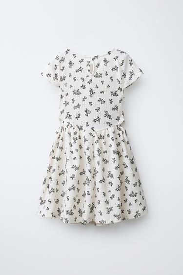 FLORAL SMOCKED DRESS - Black / Ecru by Zara - Image 1