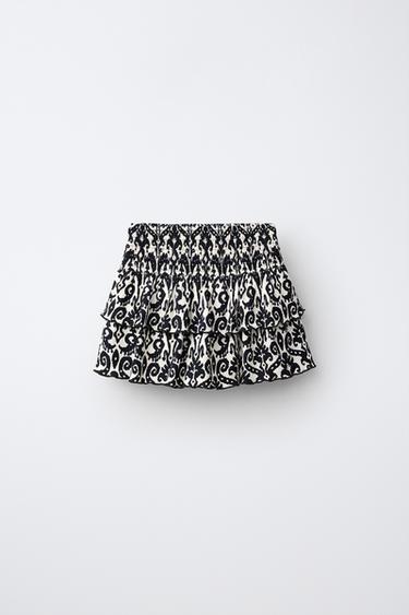 FALDA VOLANTES ESTAMPADO GEOMÉTRICO - Negro de Zara - Imagen 0