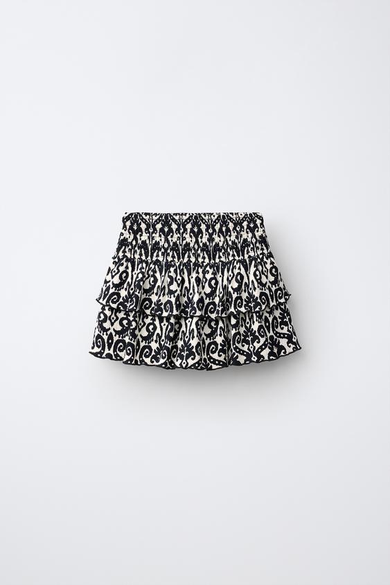 FALDA VOLANTES ESTAMPADO GEOMÉTRICO - Negro de Zara - Imagen 0