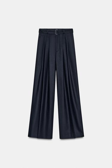 PANTALON À RAYURES TENNIS CEINTURE ZW COLLECTION - Bleu de Zara - Image 4