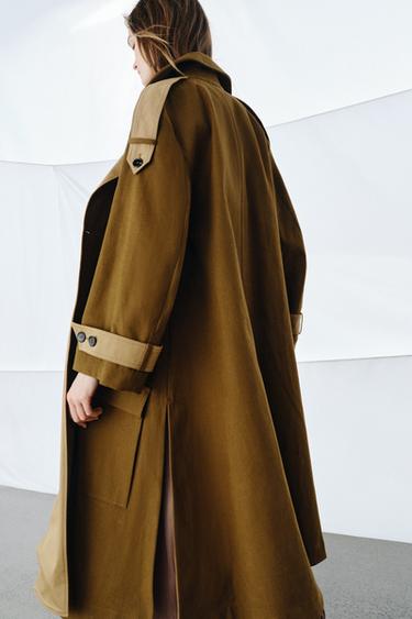 ZW COLLECTION LONG CONTRAST TRENCH COAT - Mid-camel by Zara - Image 2