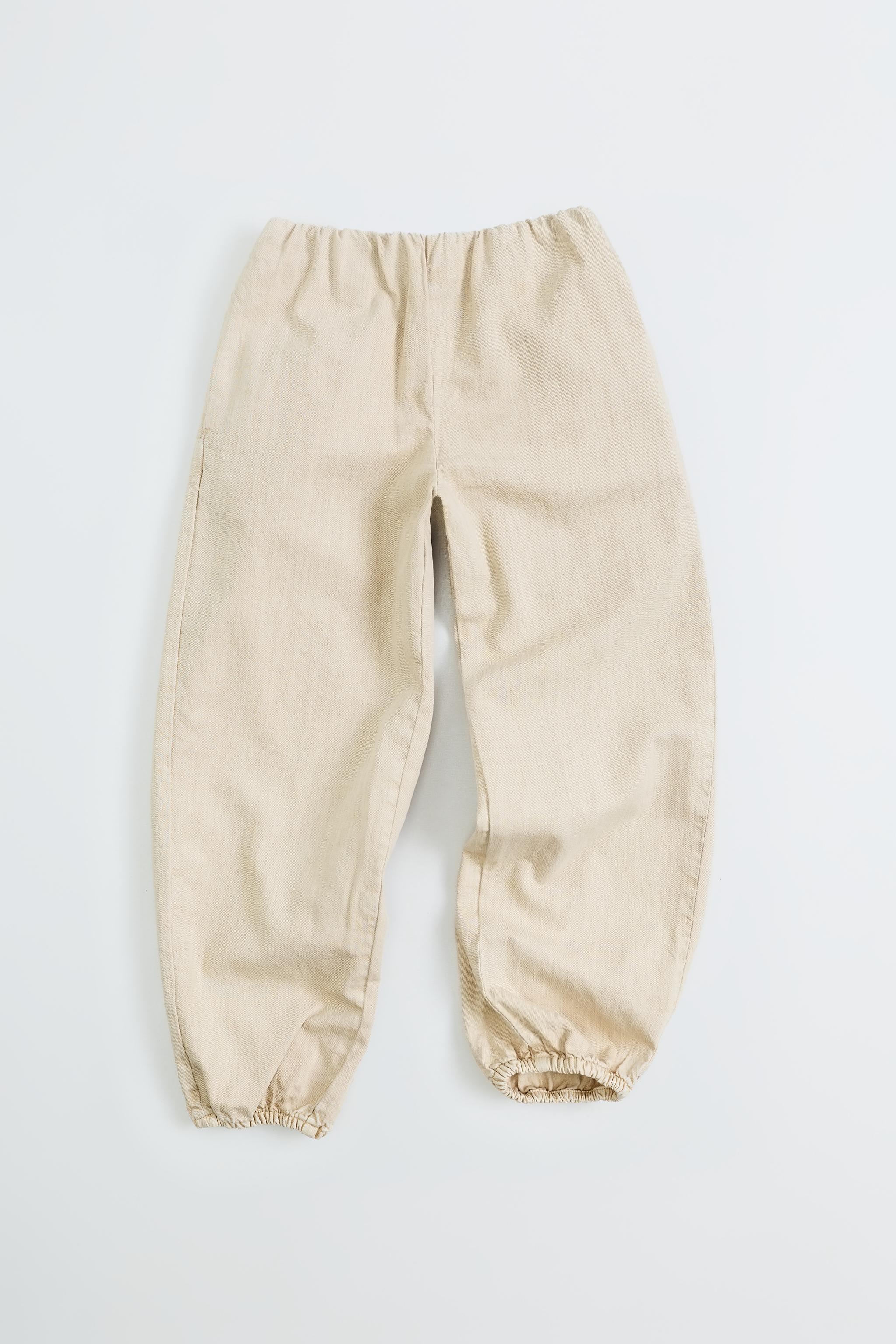 FLOWY ELASTIC BALLOON JEANS — Beige