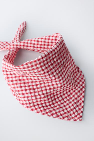 GINGHAM CHECK BANDANA - White / Red by Zara - Image 3