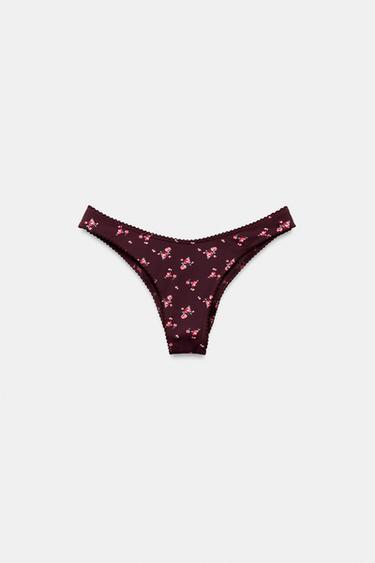 FLORAL PRINT BIKINI BOTTOMS - Burgundy by Zara - Image 6
