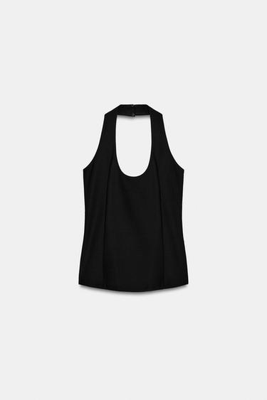 CREPE HALTER TOP - Black by Zara