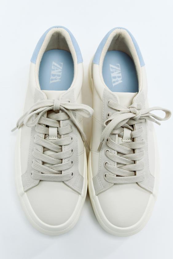 Imagen 4 de DEPORTIVO DETALLE CONTRASTE de Zara  Zapatillas blancas,  Zapatos adidas blancos, Estilo de zapatos