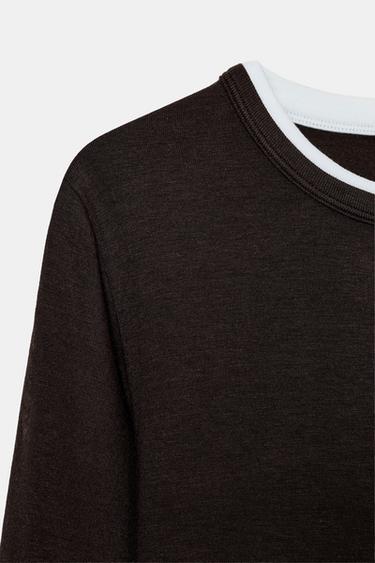 MOCK LAYER CONTRAST T-SHIRT - Chocolate by Zara - Image 7