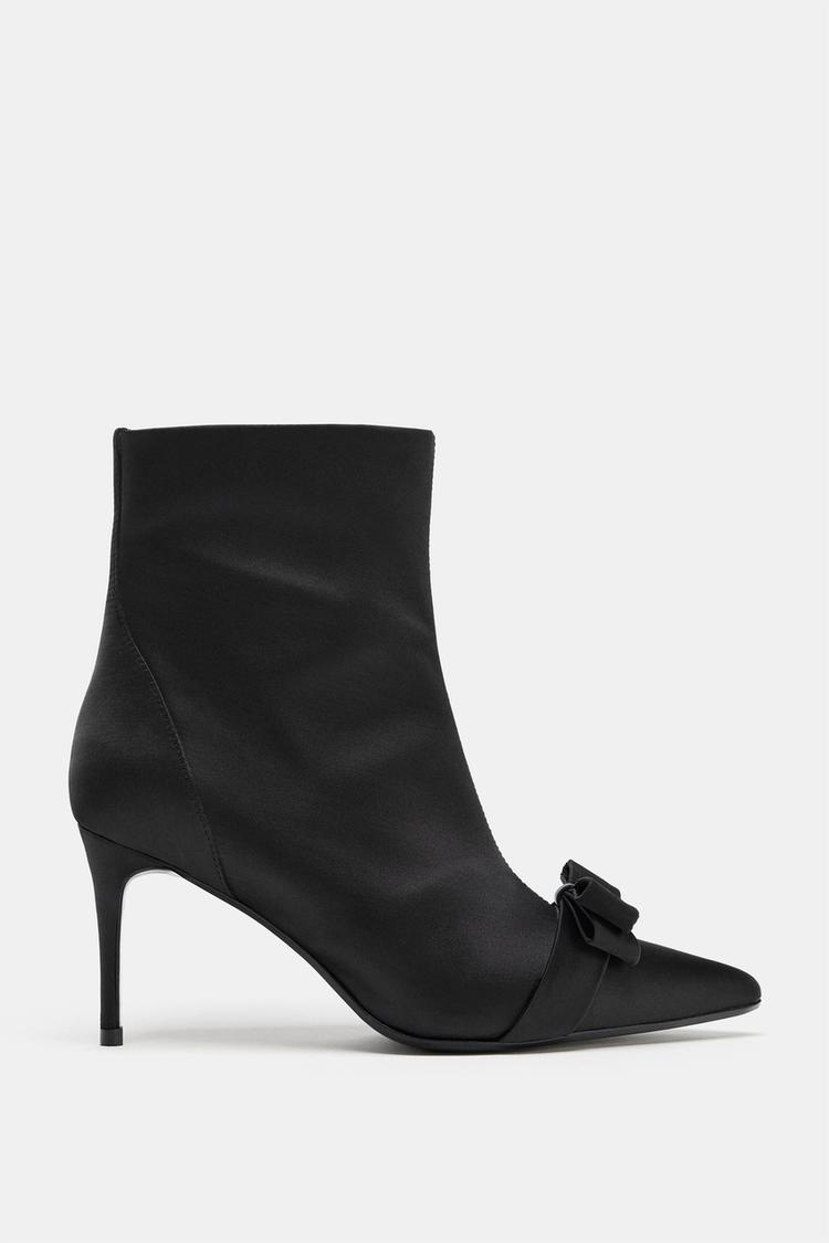 HIGH-HEEL ANKLE BOOTS WITH BOW DETAIL Black ZARA India