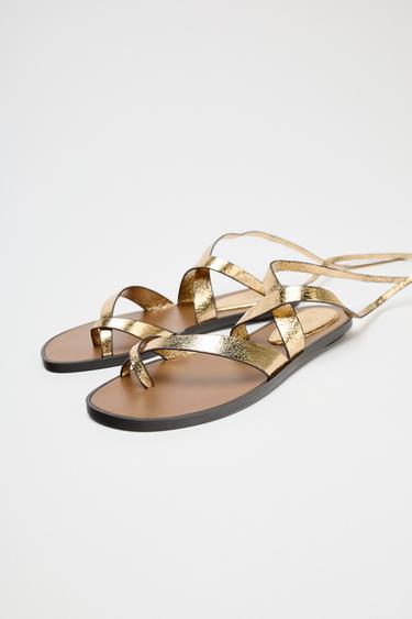 METALLIC-EFFECT SANDALS - Gold by Zara - Image 2