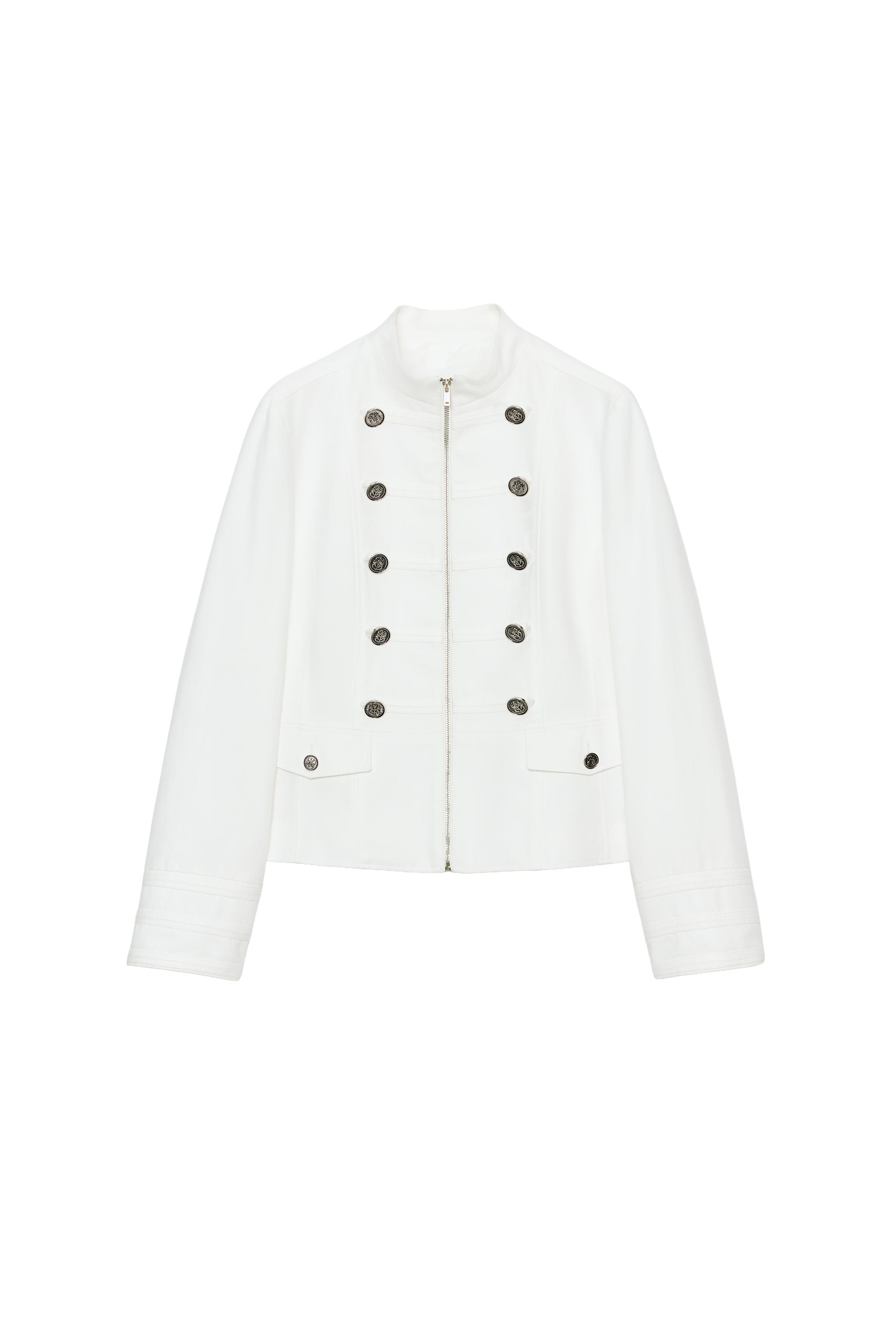 BUTTONED HIGH NECK BLAZER - Oyster-white | ZARA Canada