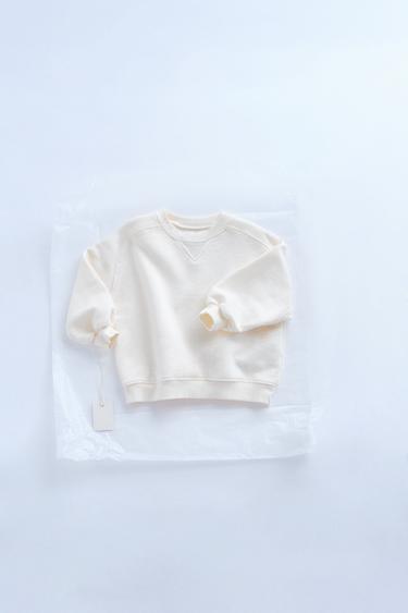 Zara TIMELESS - PLAIN SWEATSHIRT WITH DETAIL - Ecru